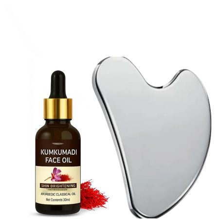 Stainless Steel Gua Sha with kumkum adi oil 10ml
