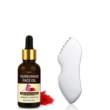 Kumkumadi Face Oil with Stainless Steel Gua Sha Tool