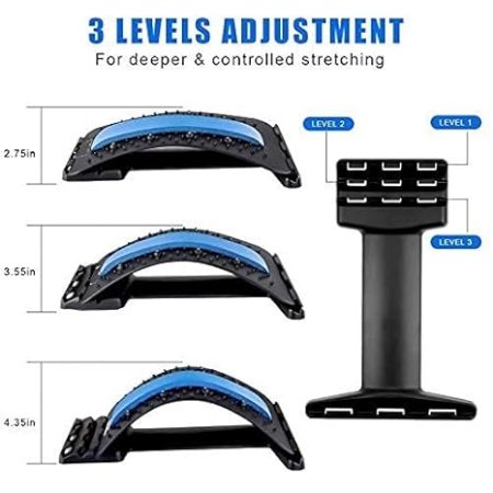 Back Pain Relief Product Back Stretcher, Spinal Curve Back Relaxation Device, Multi-Level Lumbar Region Back Support for Lower & Upper Muscle Pain Relief, Back Massager for Bed Chair & Car