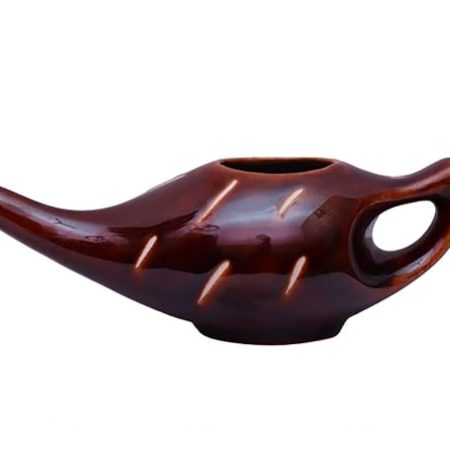Porcelain Ceramic Neti Pot for Nasal Cleansing Sinus and Passages for Optimal Health Brown Color
