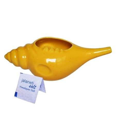 Leak proof durable ceramic Neti Pot non-metallic and comfortable handle | Microwave and dishwasher friendly natural remedy for sinuses and congestion Attractive design Yellow pcs 1