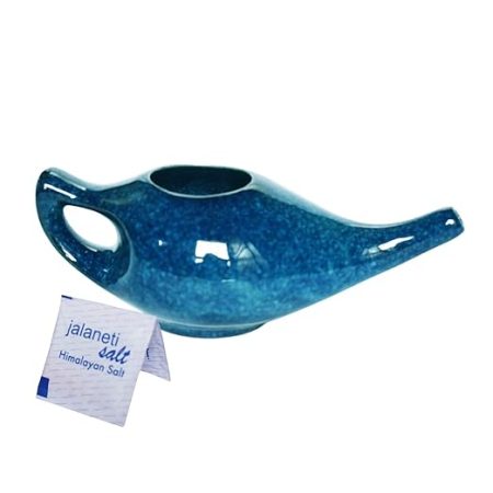 Ceramic Neti Pot, Nose Cleaner for Sinus, Dishwasher Safe, Premium Handcrafted Durable, 300 Ml. Capacity - Blue pcs 1
