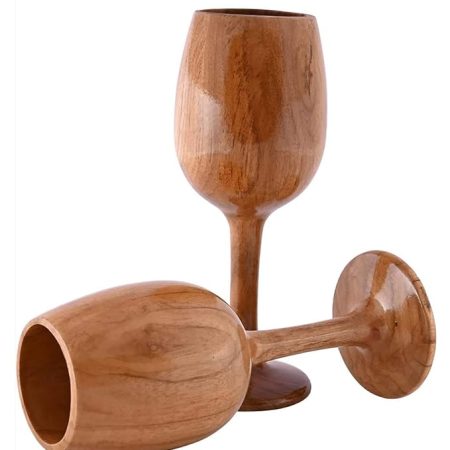 Handmade Pure sheesham 260ml Wooden Wine Glass Tableware Wine Dining Glasses Bar Drinkware Eco-Friendly 1pc