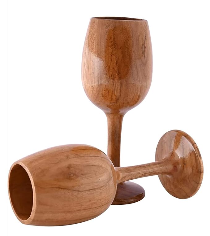 Handmade Pure sheesham 260ml Wooden Wine Glass Tableware Wine Dining Glasses Bar Drinkware Eco-Friendly 1pc