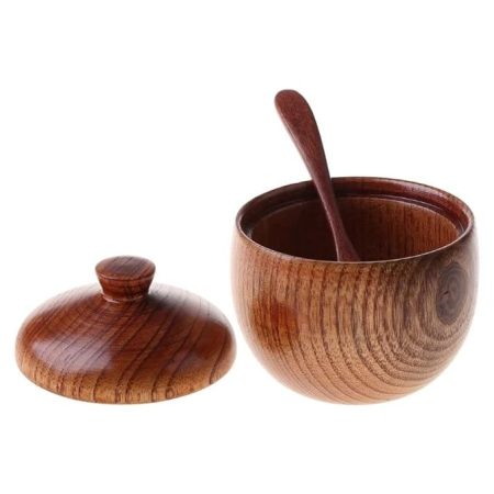 Soulvinee� Wooden Salt Box for Kitchen or Dining Table Spice and Herb Container | Single Compartment for Salt & Pepper, Jar & Container (Size: 3.5 x 2.5 in) (Wooden Salt Cellar) 1 pcs