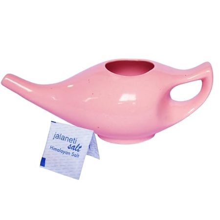 Ceramic Neti Pot, Nose Cleaner for Sinus, Dishwasher Safe, Premium Handcrafted Durable, 300 Ml. Capacity - Pink pcs 1