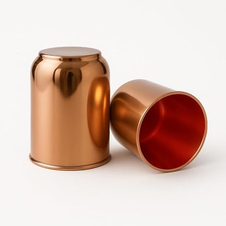 Set of 2 Hand Crafted Copper Tumbler | Pure Copper Water Mug | 300 Ml Water Hold for Ayurvedic Health Benifits