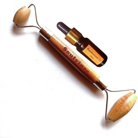 Natural Neem Wooden Face Massage Rollers With KumKumadi Oil