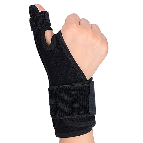 Thumb Splint Brace, Adjustable Thumb Stabilizer Finger Splint Thumb Support Compression Wrap with Splint for Right and Left Hand Trigger Finger