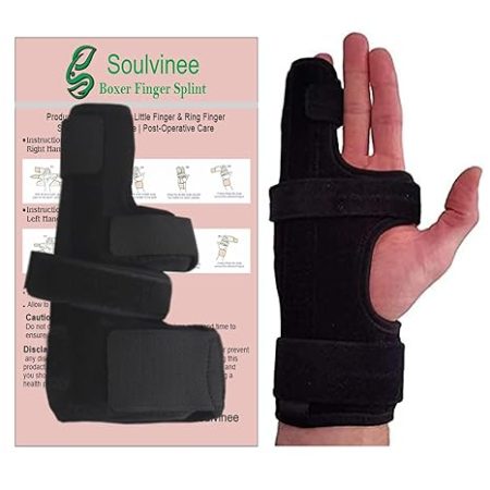 Boxer Finger Splint - Metacarpal Finger Splint Right Removable Splint for Boxer s Fracture - Little and Ring Finger Protection - Fits Left or Right Hand Brace (L,Neoprene)