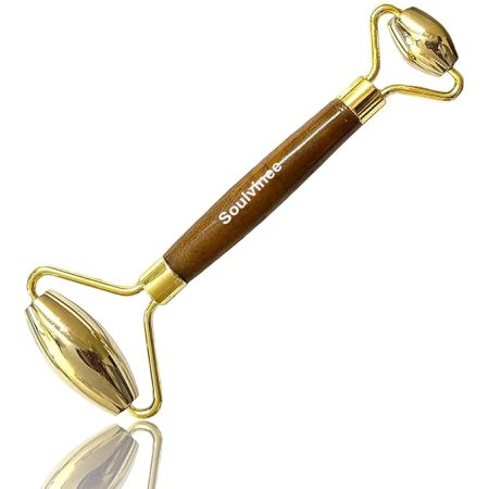 Kansa Metal Face Roller & Gua Sha Scraping Facial Massage Beauty Tool With Kumkumadi oil 10 ml Complementary
