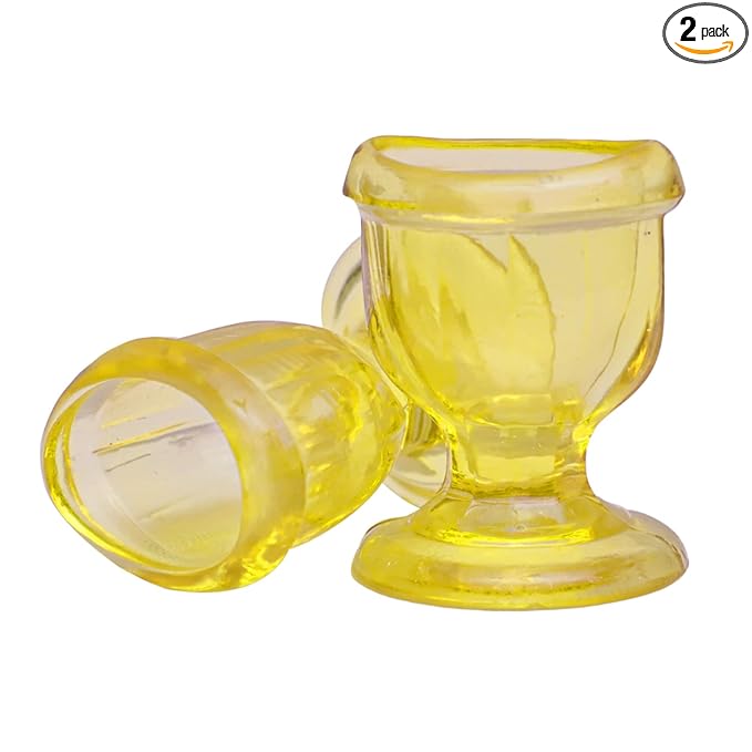 superior,Glass Smooth Edge, Eye Wash Cups - Eye Shaped Rim, Snug Fit Yellow Color 2 Pcs